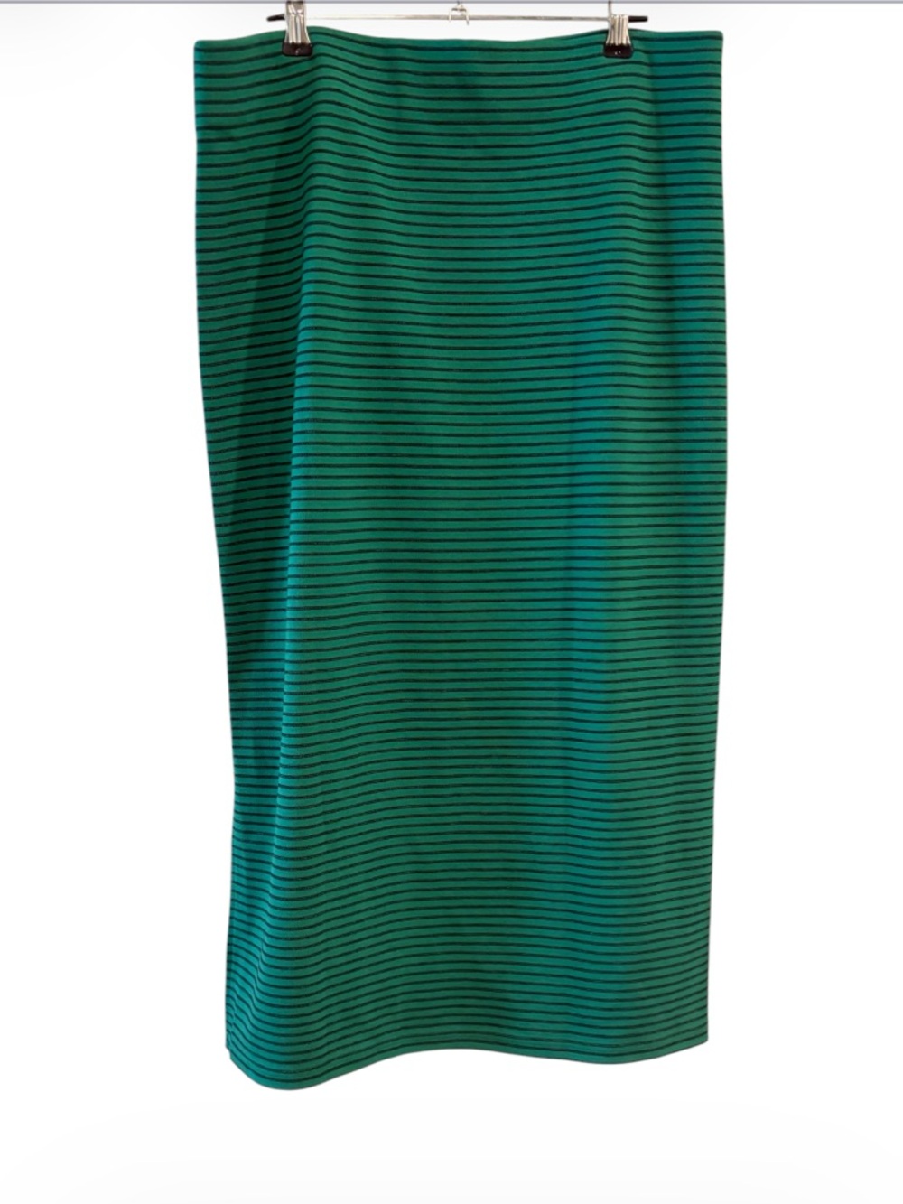 NWT LOFT Green Striped Midi Skirt Side Slit Stretch Career Pencil Skirt Size L - Picture 3 of 9